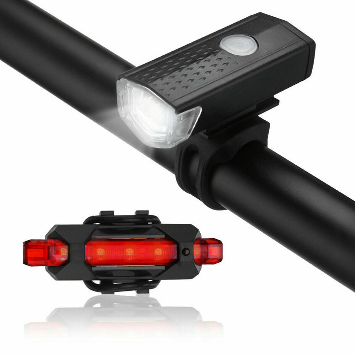 Set Luci LED Bici Ricaricabili USB - Faro Anteriore + Fanale Posteriore Impermeabile Luci e Sicurezza Bici